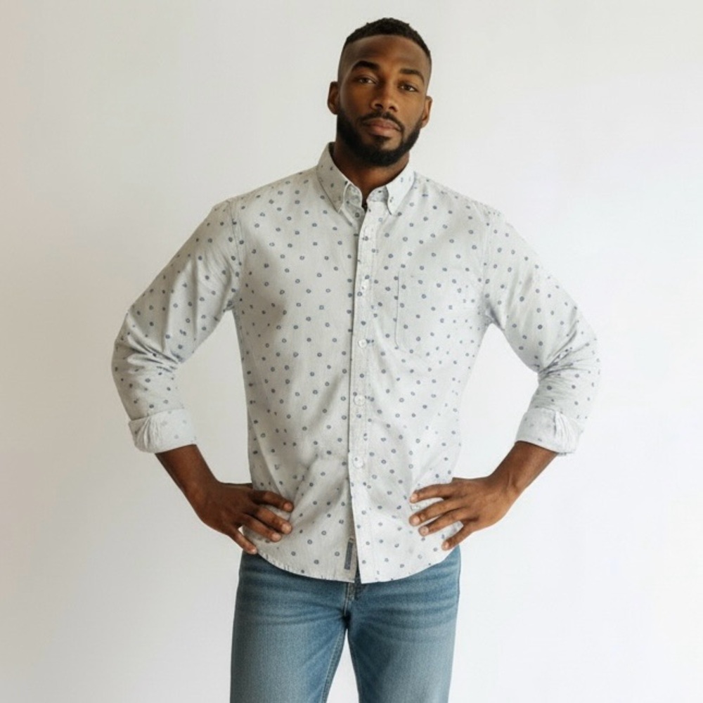 Topman Printed Cotton Button Down Shirt
